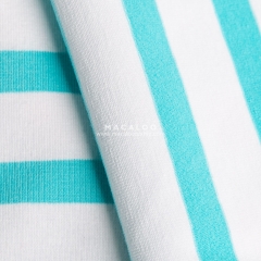 Cyan and white stripes yarn dyed knitted cotton lycra fabric