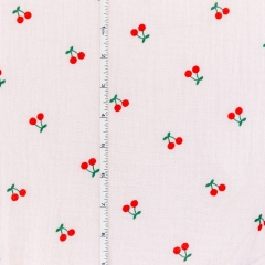 Thin and lightweight pink cherry pattern print new born baby 100 cotton double layer gauze muslin blanket fabric